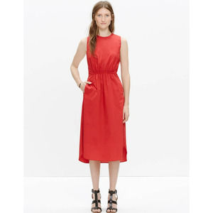 NWT Madewell Cotton Lakeshore Midi Dress in Red Size 10